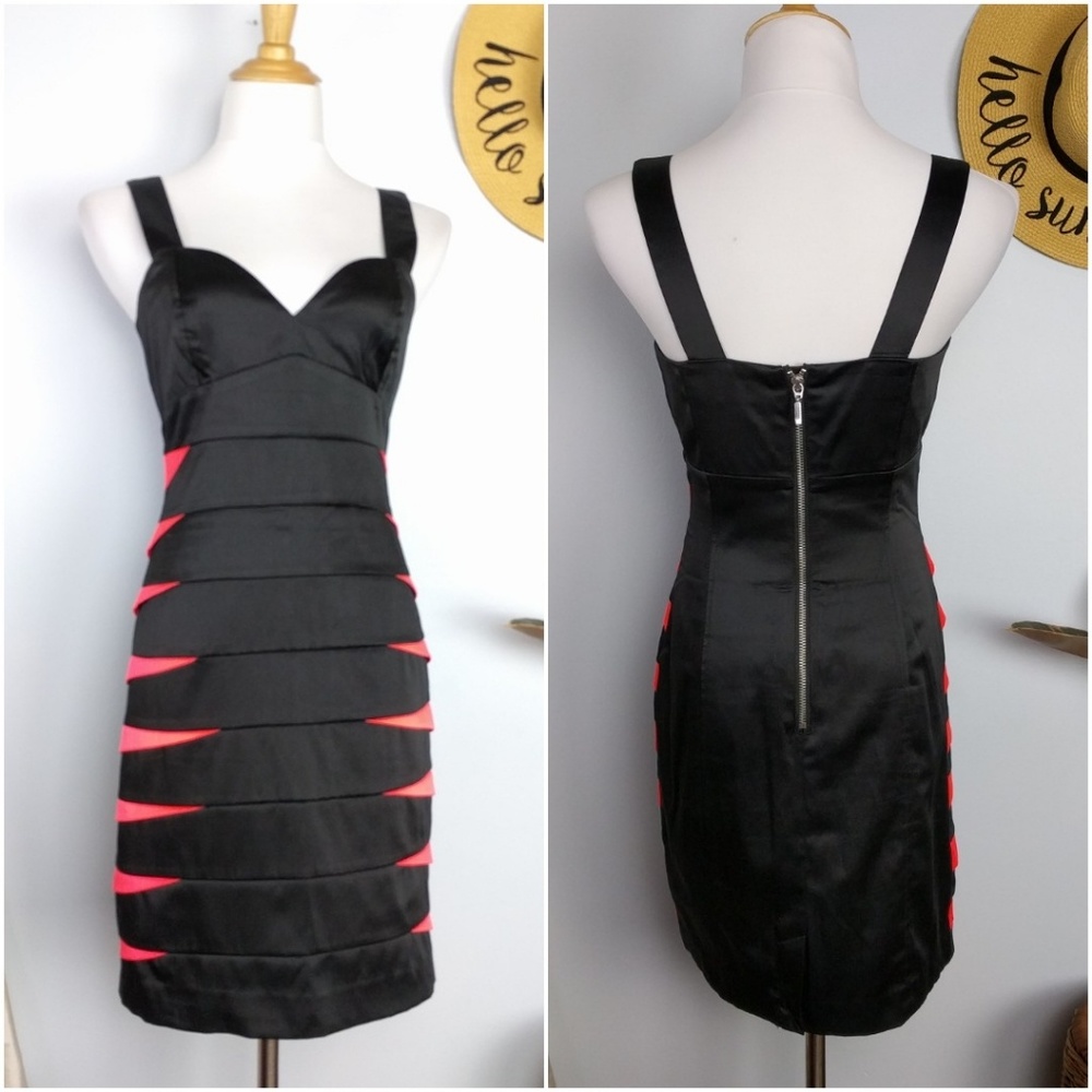 ⬇️$30 H&M Black Satin Bodycon Dress 8 New - Picture 1 of 8